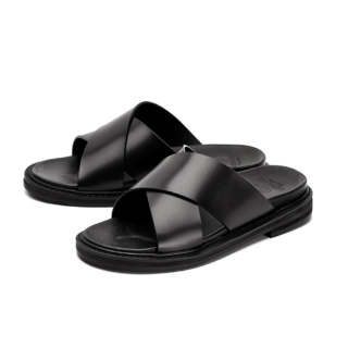 3.5cm 통소가죽 크로스 슬리퍼 바넷