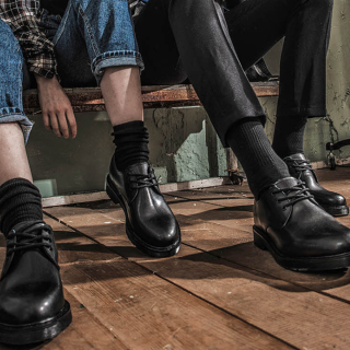 제프 천연소가죽 3홀 더비 슈즈 밴타블랙