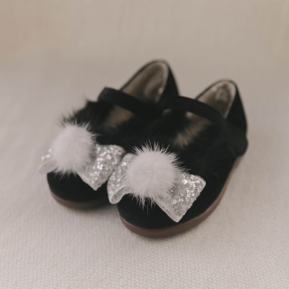 겨울샐린LED 플랫 여아구두 | 블랙