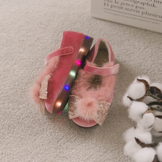 겨울샐린LED 플랫 여아구두 | 핑크