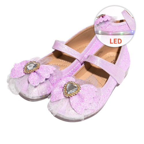 키즈 써니 러블리 글리터 LED 메리제인 | 퍼플