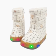 체크 곰돌이 LED 부츠 | 아이보리