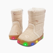 체크 곰돌이 LED 부츠 | 베이지