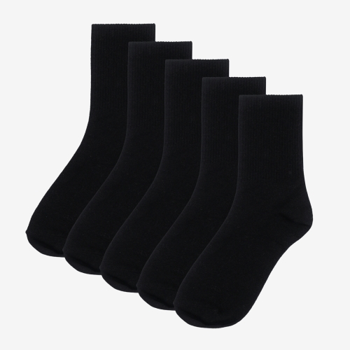 [5PACK] MOOZ 국산 200N 고밀도 데일리 크루 양말_블랙