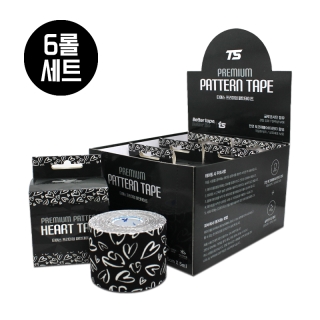 티에스 프리미엄 스포츠테이프 6롤 세트 하트블랙