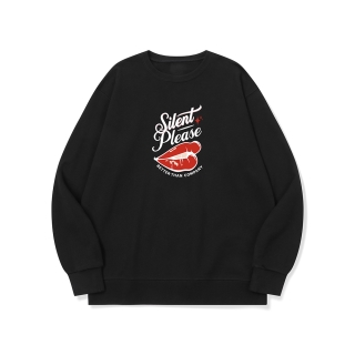 쉿 목소리 좀 꺼져 줄래 그래픽 로고 맨투맨 | 블랙