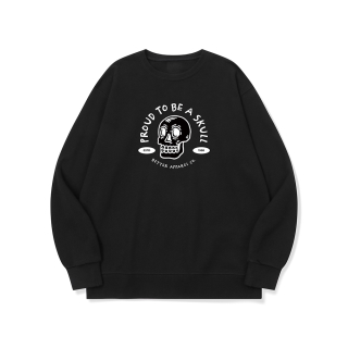 아래 위 건치 10개 그래픽 로고 맨투맨 | 블랙