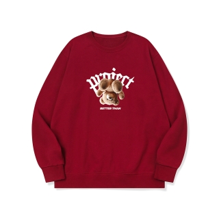 과연 곰이 귀여울까 그래픽 로고 맨투맨 | 레드