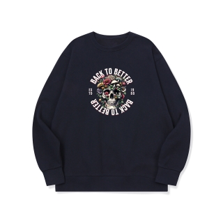 여기 버섯 추가요 그래픽 로고 맨투맨 | 블랙