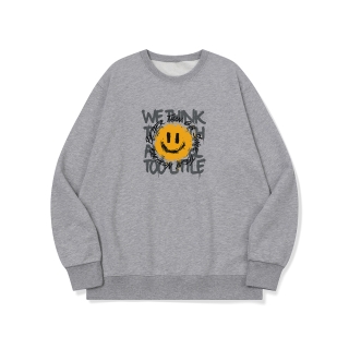 시머 중독 스마일 파우더 그래픽 로고 맨투맨 | 그레이