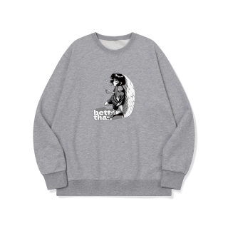 오늘도 고독 한 스푼 그래픽 로고 맨투맨 | 그레이