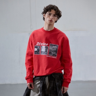 디스터번스 프레임 스웨트셔츠 | 레드