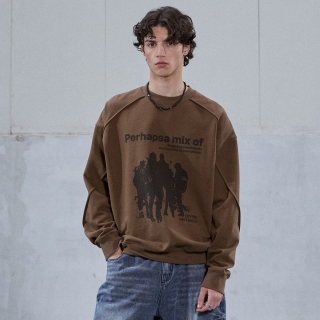 믹스드 시그널 스티치 스웨트셔츠 | 브라운