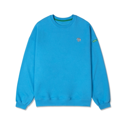 메탈릭 시그니처 로고 맨투맨 | 블루