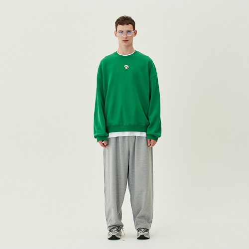 메탈릭 시그니처 로고 맨투맨 | 그린