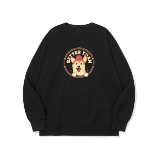 btm72 댕댕이 원탑 씨바코인 그래픽 로고 맨투맨 | 블랙