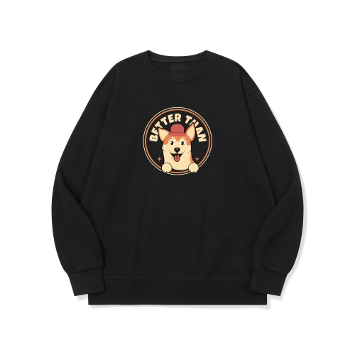 btm72 댕댕이 원탑 씨바코인 그래픽 로고 맨투맨 | 블랙