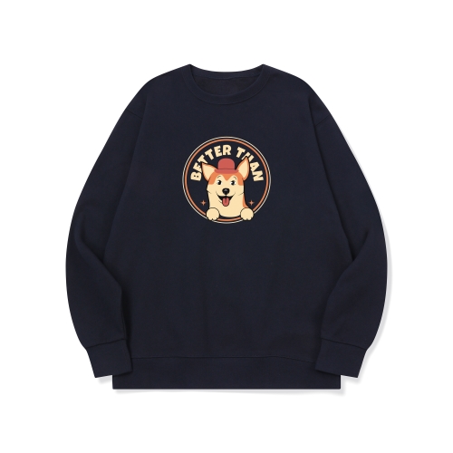 btm72 댕댕이 원탑 씨바코인 그래픽 로고 맨투맨 | 네이비