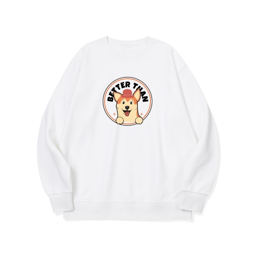 btm72 댕댕이 원탑 씨바코인 그래픽 로고 맨투맨 | 화이트