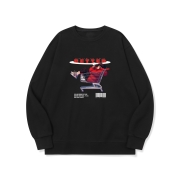 btm73 오늘 쇼핑은 집더하기 그래픽 로고 맨투맨 | 블랙