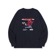 btm73 오늘 쇼핑은 집더하기 그래픽 로고 맨투맨 | 네이비