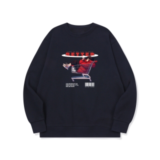 btm73 오늘 쇼핑은 집더하기 그래픽 로고 맨투맨 | 네이비