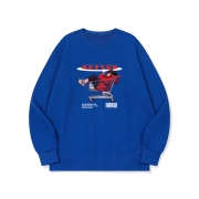 btm73 오늘 쇼핑은 집더하기 그래픽 로고 맨투맨 | 블루