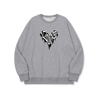 btm75 사랑이 불타오르네 그래픽 로고 맨투맨 | 그레이