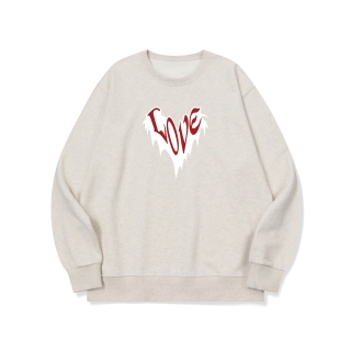 btm75 사랑이 불타오르네 그래픽 로고 맨투맨 | 오트밀