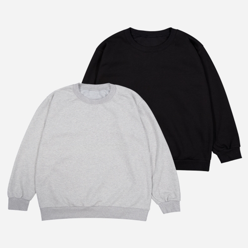 (2PACK) 국산 헤비웨이트 기본 맨투맨 - 기모(TC) MADE IN KOREA | 블랙/블랙 3XL