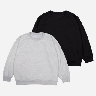 (2PACK) 국산 헤비웨이트 기본 맨투맨 - 기모(TC) MADE IN KOREA | 블랙/그레이 3XL
