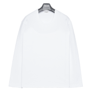 헤비 하프U넥 롱슬리브 | 퓨어 화이트