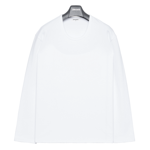 헤비 하프U넥 롱슬리브 | 퓨어 화이트