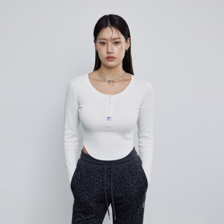 퍼티드 버튼 롱 슬리브 화이트