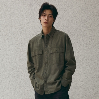 스퀘어 포켓 워싱 셔츠 | 카키