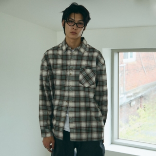 더블 버튼 체크 셔츠 | 민트