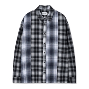 패치워크 오버핏 체크 셔츠 | 블랙