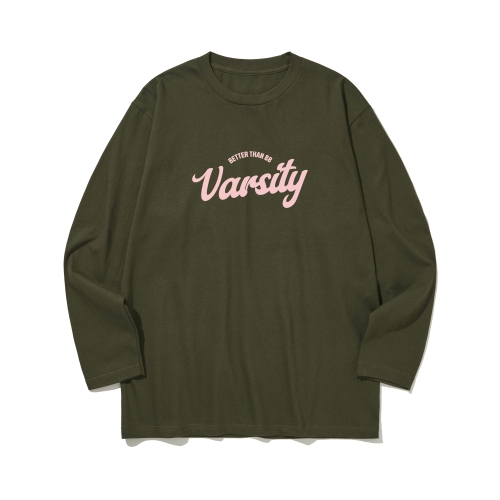 btls12 대학교 꼭 가야 돼 그래픽 로고 긴팔티셔츠 | 아미그린