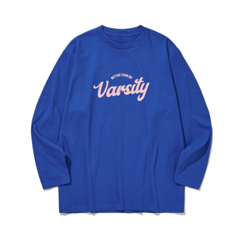 btls12 대학교 꼭 가야 돼 그래픽 로고 긴팔티셔츠 | 블루