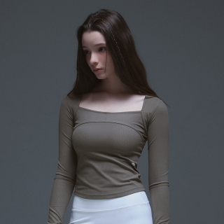 볼레나 커브라인 롱 슬리브 | 카키그레이