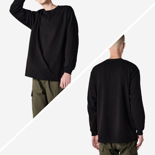 (2PACK) 1304 무지 18수 긴팔 티셔츠 2XL, 3XL | 블랙+블랙