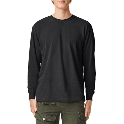 6014 가먼트다이 오버핏 무지 긴팔티 블랙