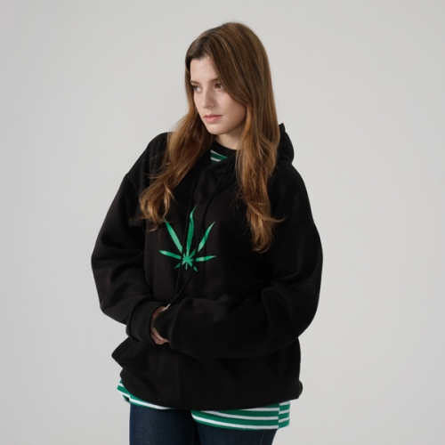 츄바스코 MHD171 Big Weed Hoodie BLACK