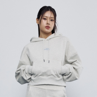 스티치 마크 다트 크롭 후드티 오트밀