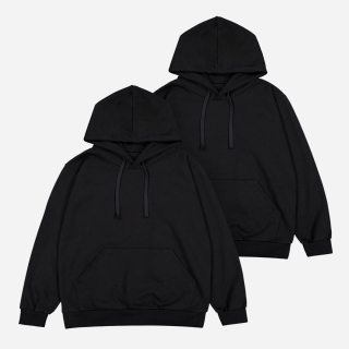 (2PACK) 국산 헤비웨이트 기본 후드스웨터- 양면 MADE IN KOREA | 블랙/블랙