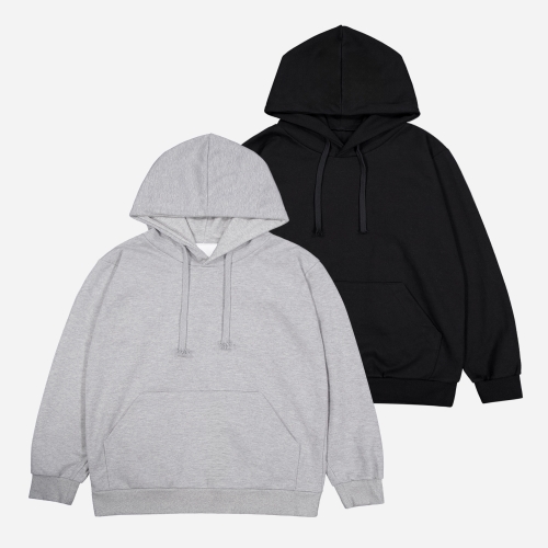 (2PACK) 국산 헤비웨이트 기본 후드스웨터- 양면 MADE IN KOREA | 블랙/그레이