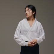 크로스 랩 플립 후드티 | 화이트