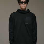 X백 슬릿컷 후드 롱슬리브 블랙