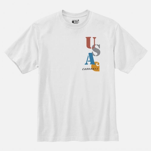 칼하트 (105753) 릴렉스핏 미드웨이트 USA 반팔티 WHITE