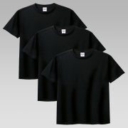 (3PACK) 7.4oz 14수 헤비 웨이트 라운드 무지 반팔티 | 블랙+블랙+블랙 1+1+1
